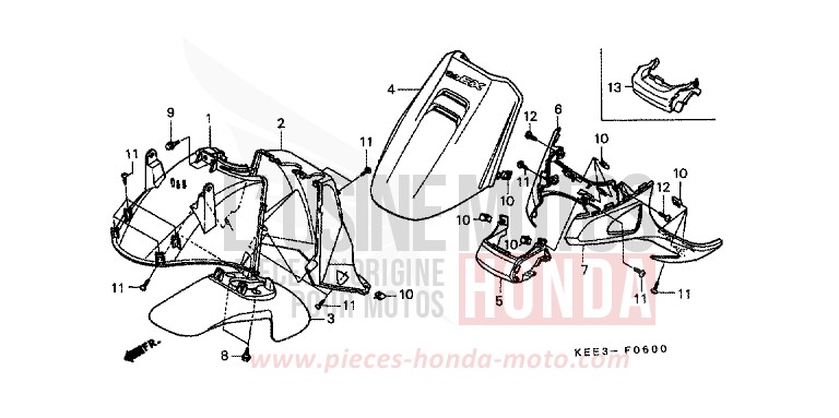 ABDECKUNG, VORNE von CB1300 Super Bold'or ABS RADIANT RED METALLIC (R218) von 1997